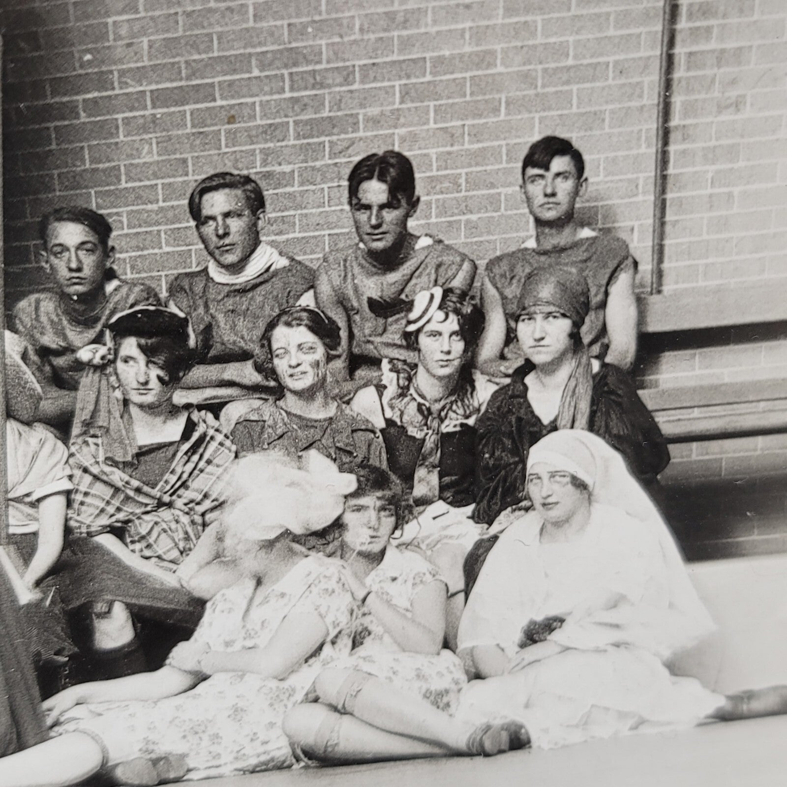 Rare Antique University Freshman Initiation Costume Black White Photo 10"x6.5"