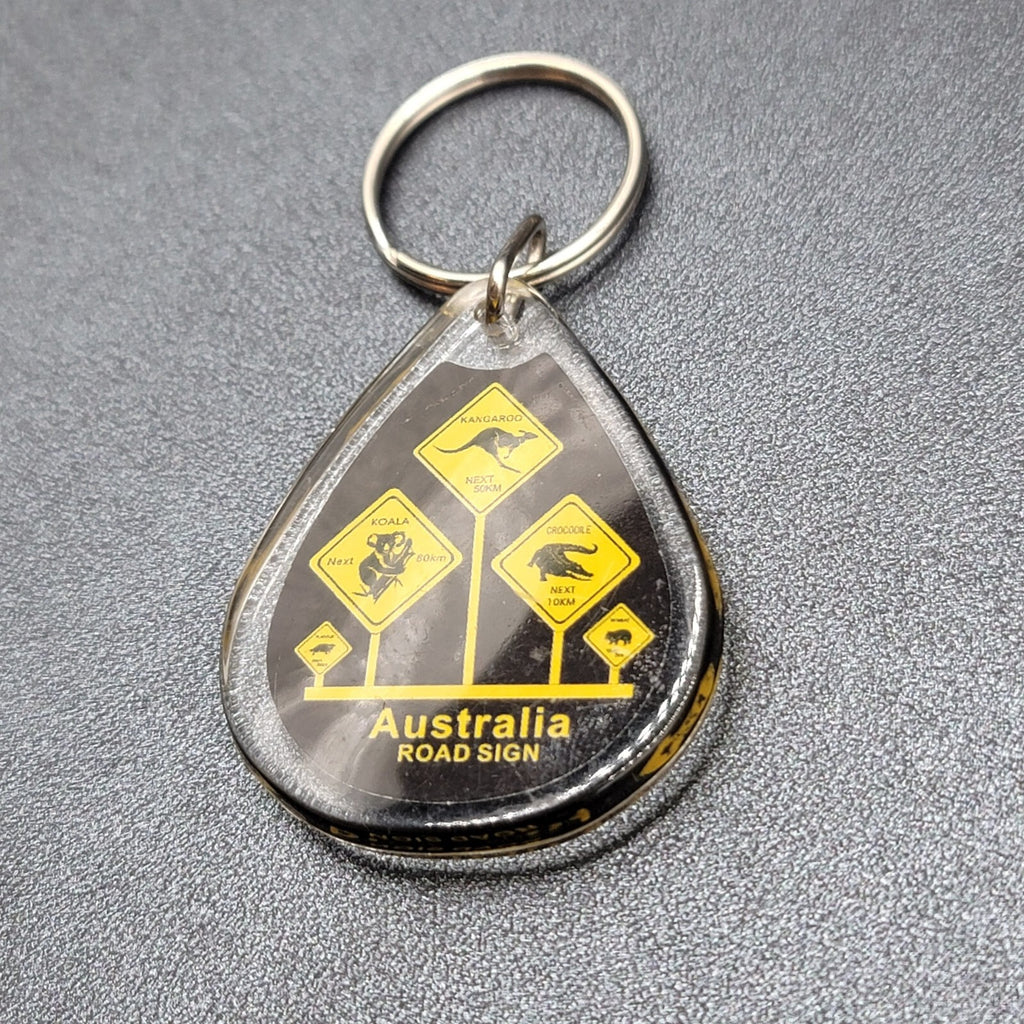 Australia Road Sign Acrylic Keychain 2 in Black Yellow FREE SHIPPING