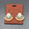 Simply Noelle Pierced Earrings Gold tone Mother of Pearl Wood Rattan Dangle 1.25