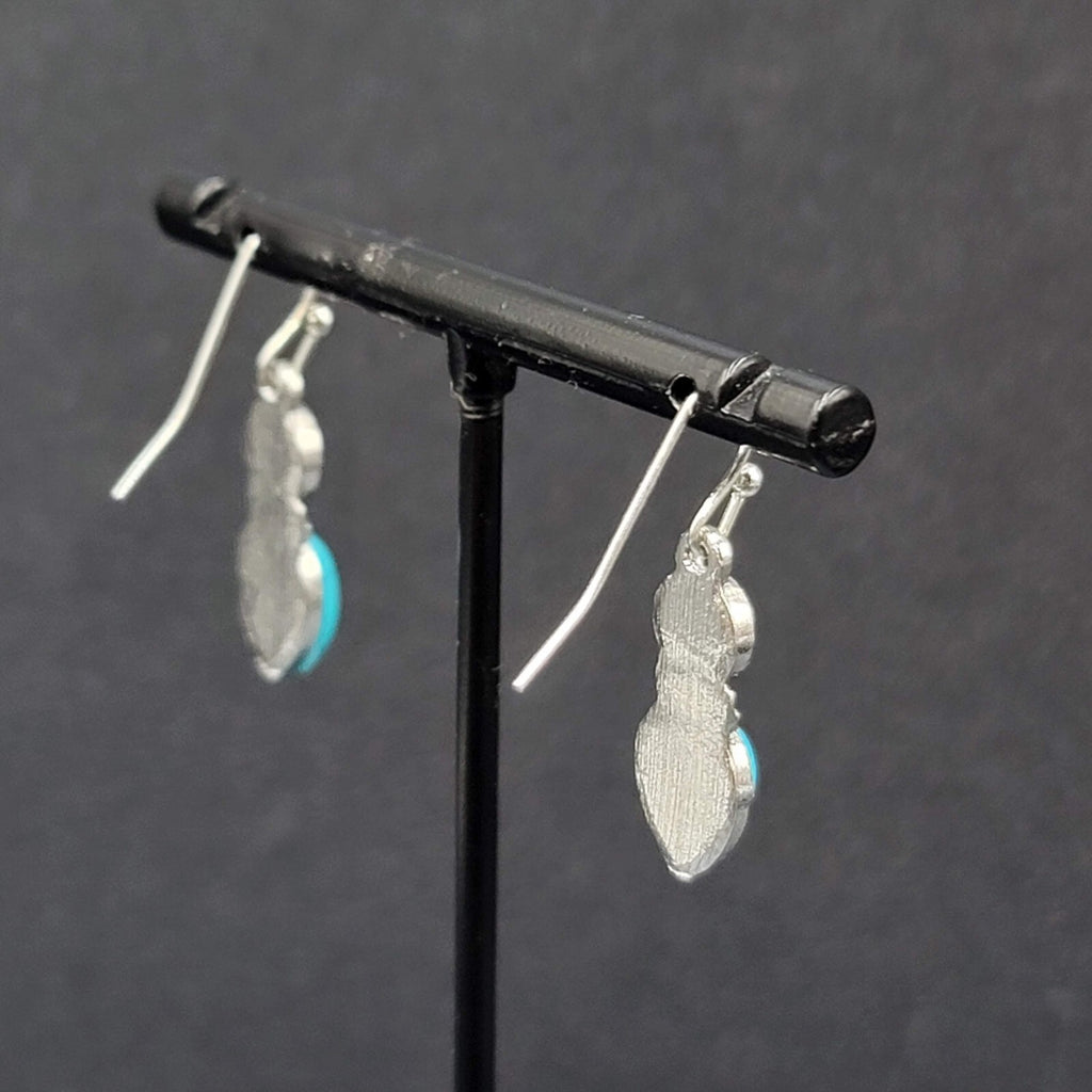 Pierced Earrings Silver tone White Blue Accents Dangle 7/8"