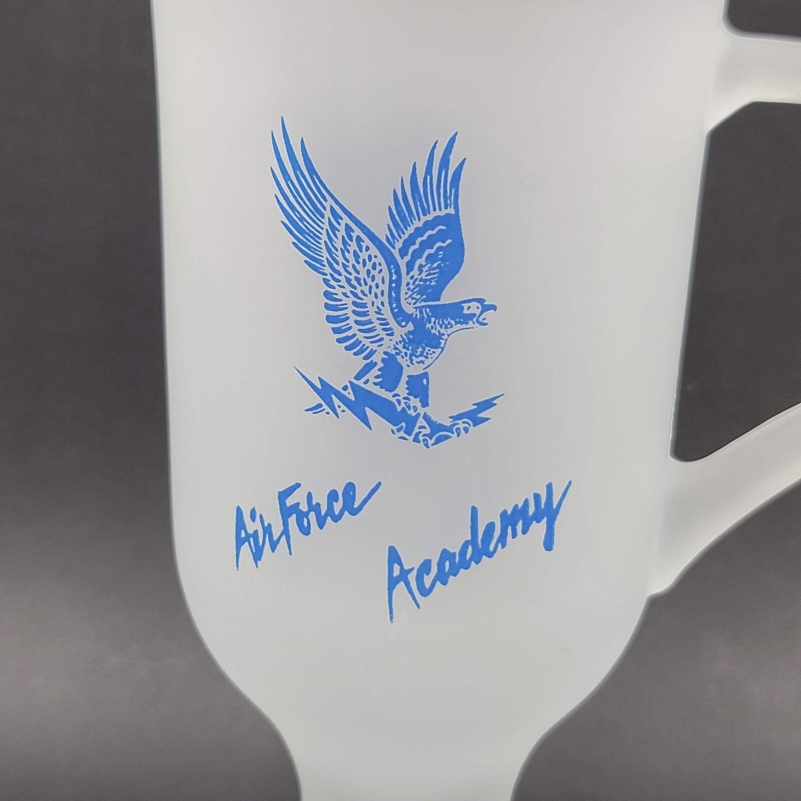 Vintage Frosted Air Force Academy Mug Blue Embossed