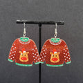 New Pierced Earrings Ugly Christmas Sweater Reindeer Dangle 1.5"