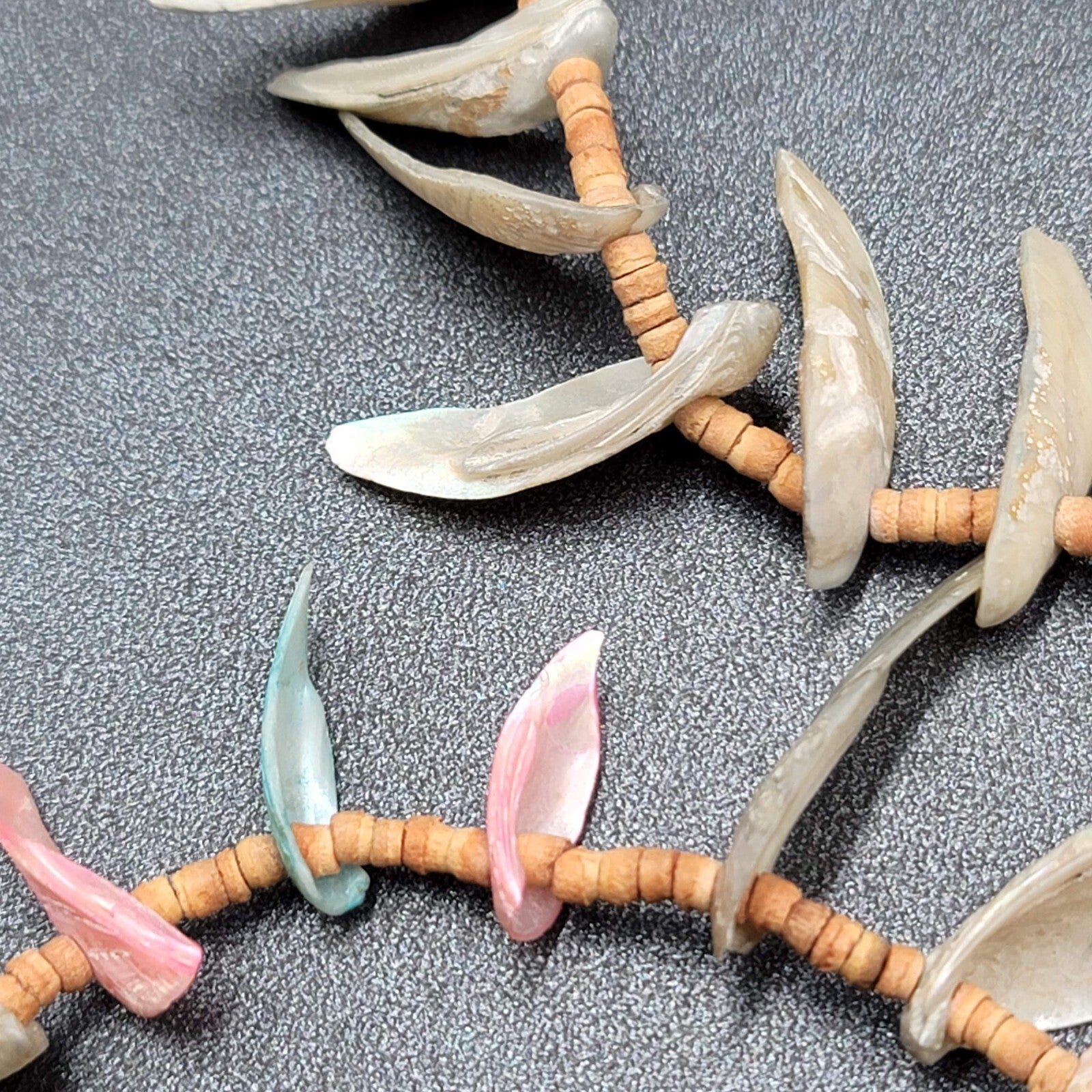Vintage Necklace Multicolor Shell Pieces Beach 28"