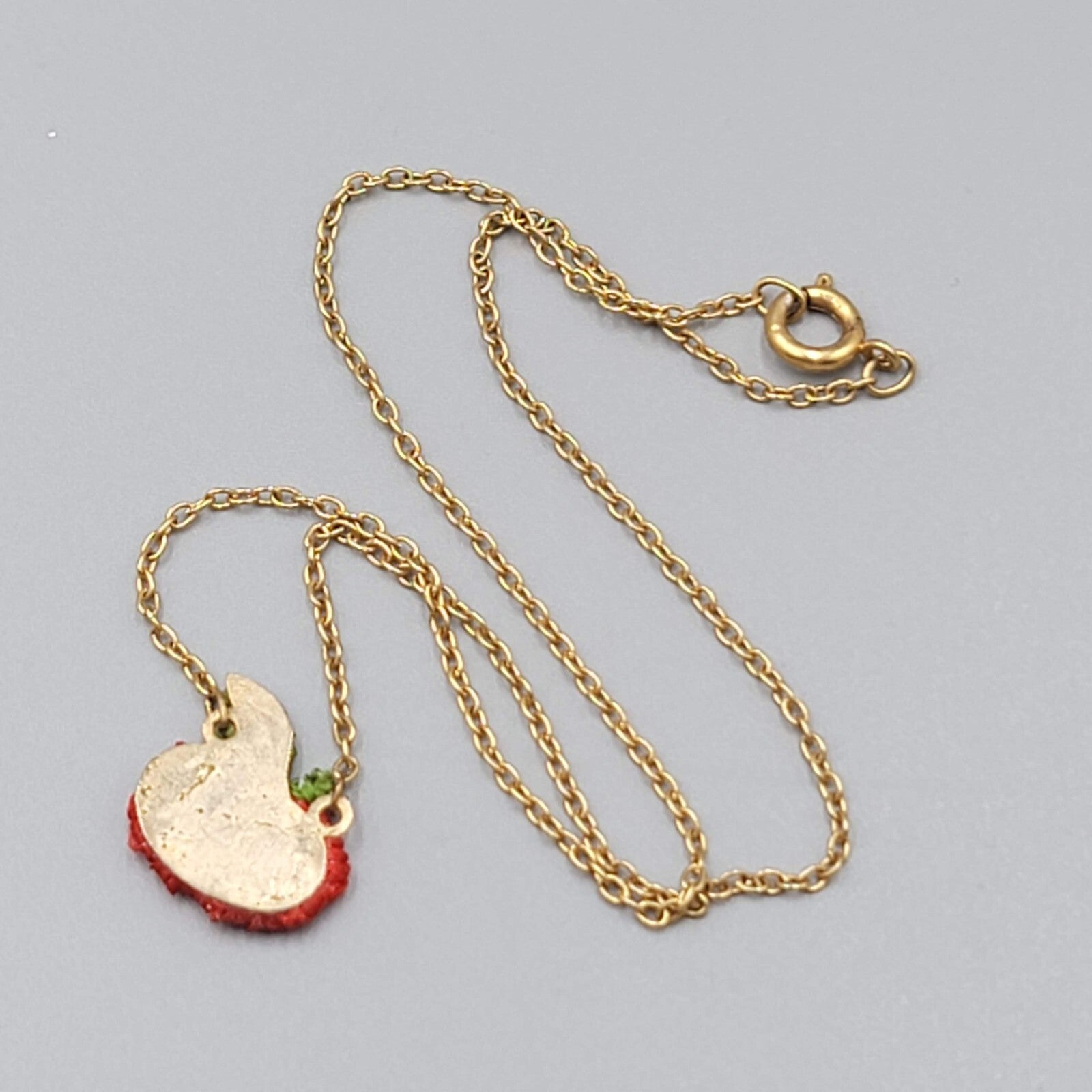 Vintage Apple Necklace CHILDRENS CHILDS Gold tone Chain 14"