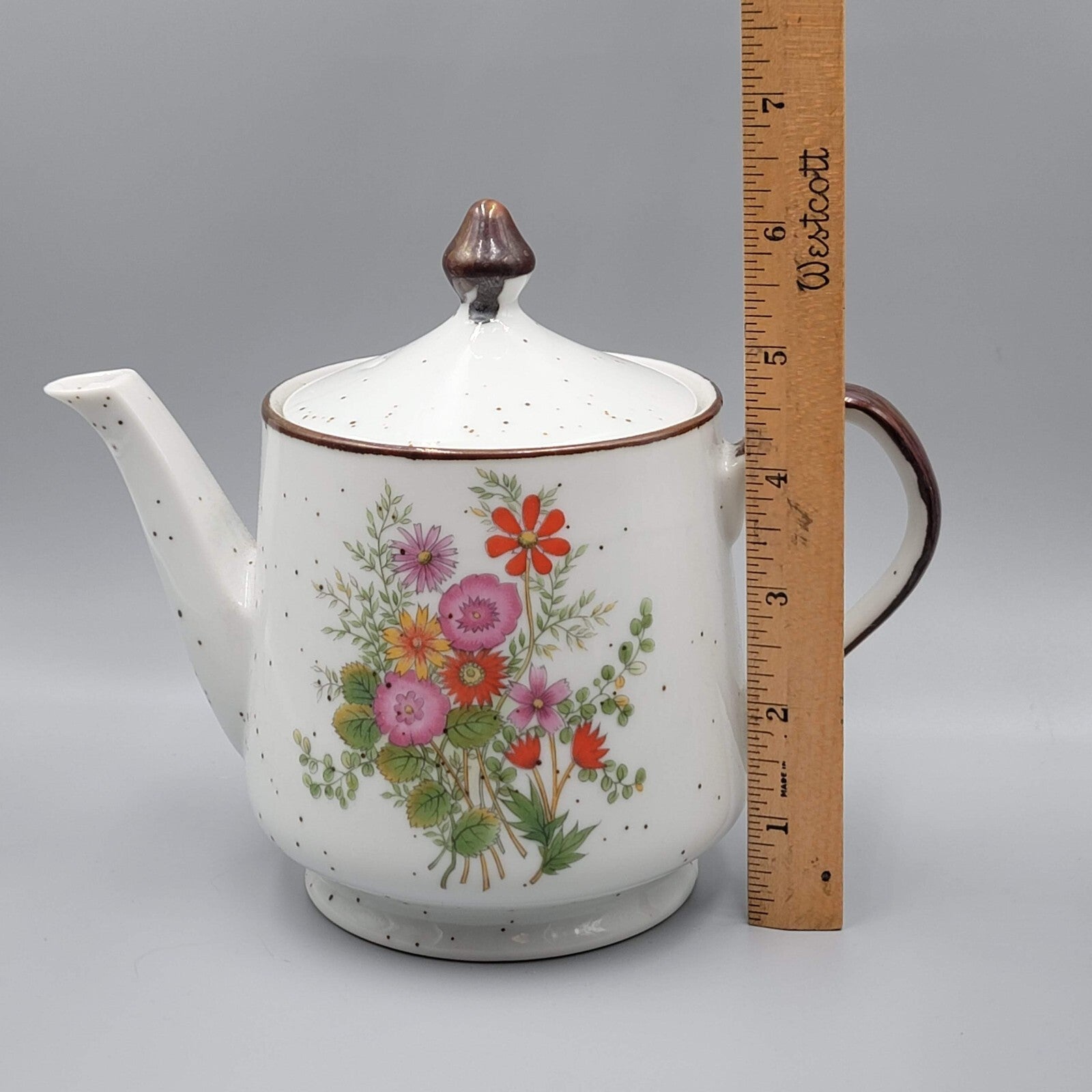 Vintage Teapot Made In Japan Flowers Floral Speckle 4.5" High