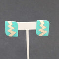 Vintage Pierced Earrings Silver tone Blue Enamel Statement Drop1 1/8"