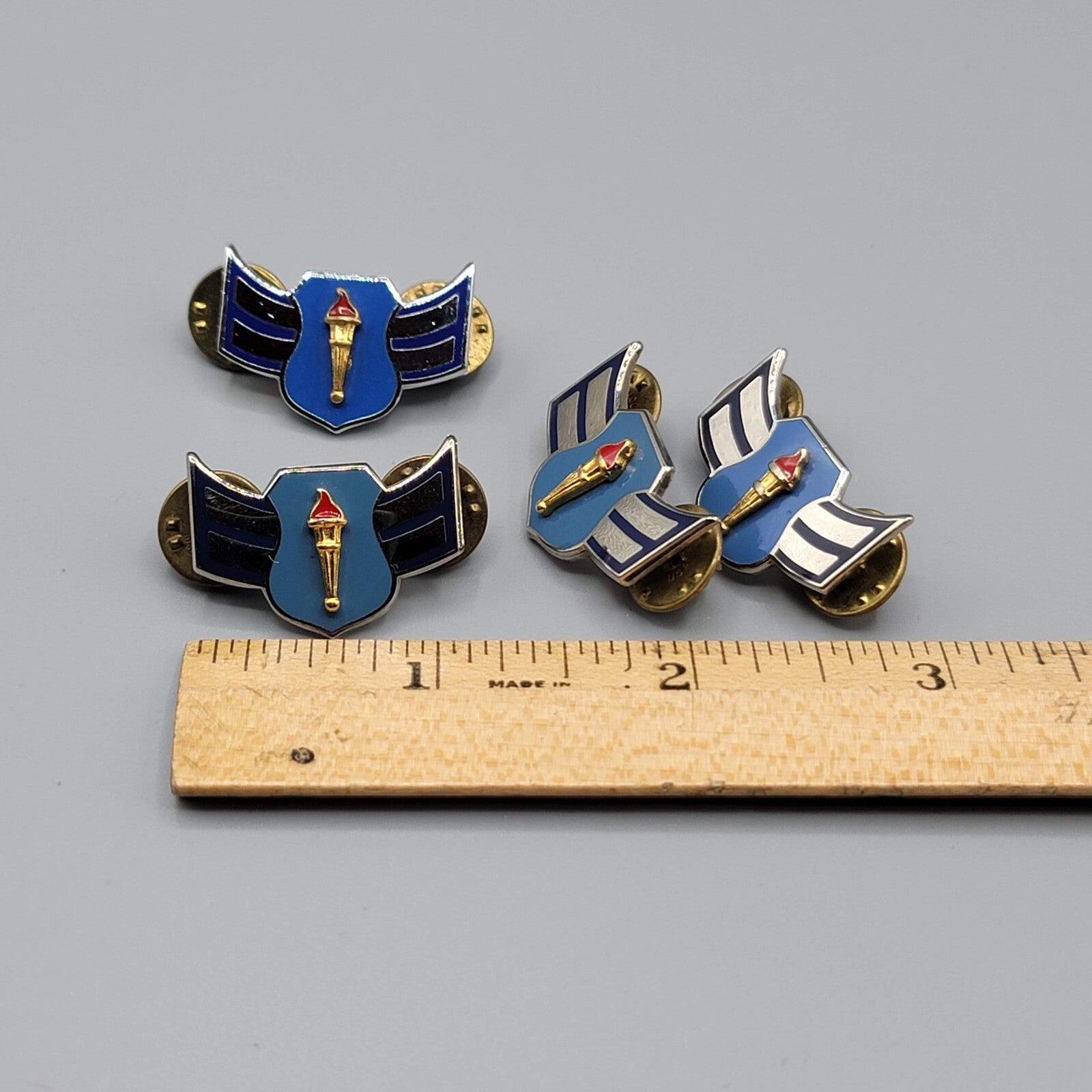 US Air Force JROTC Enlisted Silver tone Enamel 2 Pair 4 Total Lot