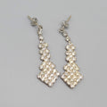 Vintage Pierced Earrings Silver tone Graduated Rhinestone Dangle 1.5"