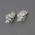Vintage Pierced Earrings Embossed Leaf Silver Plated Studs 3/4"