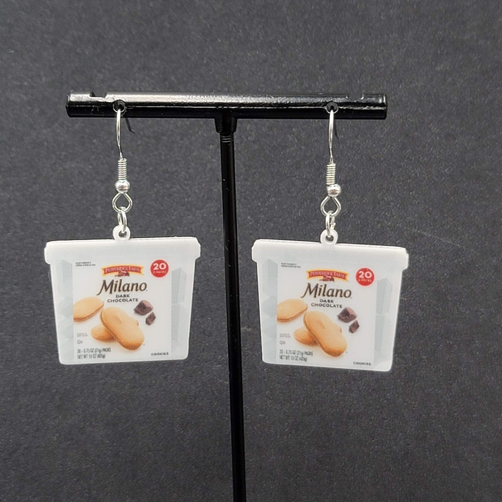 Pierced Earrings Milano Cookies Snack Novelty Fun Dangle  1"