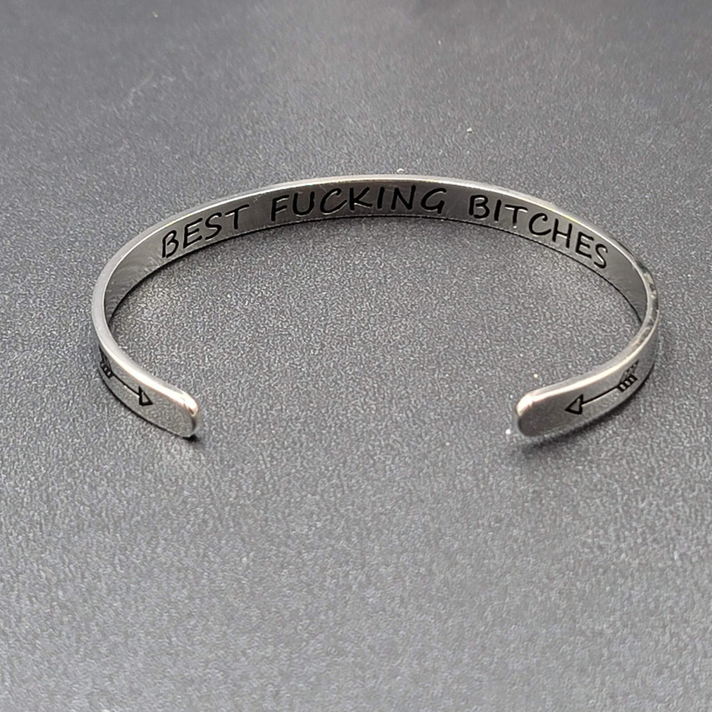 Cuff Bracelet Inside Message Best F*cking B!tches Friendship MINT & LILY