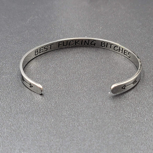 Cuff Bracelet Inside Message Best F*cking B!tches Friendship MINT & LILY