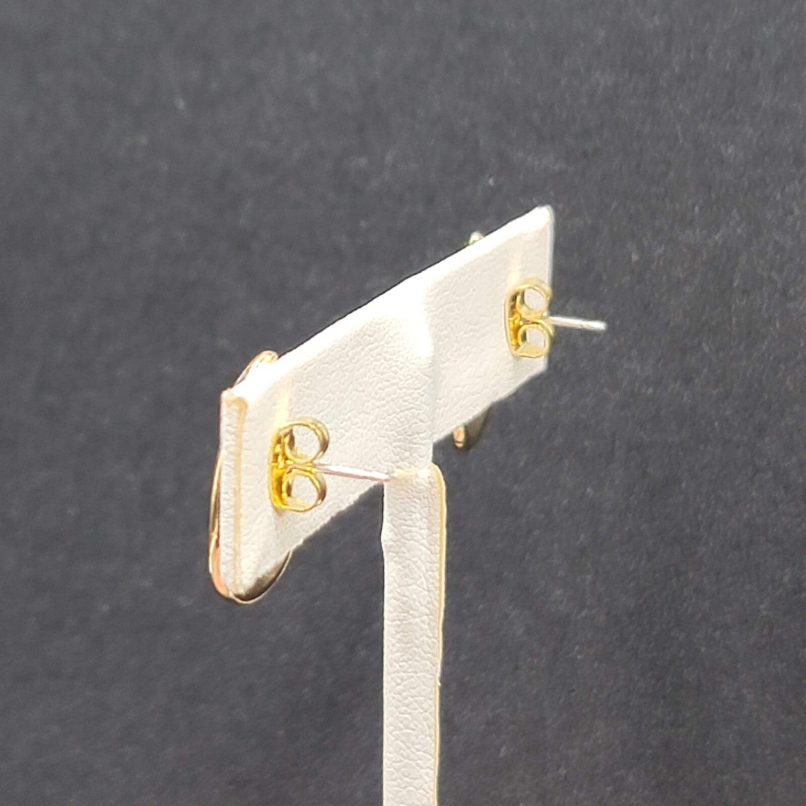Vintage Pierced Earrings Gold tone Blue Enamel Teardrop Studs 3/4"