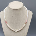 White Shell Mother of Pearl Carved Birds Surfer Beach Bead Beaded Necklace 18"