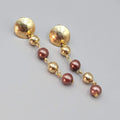Pierced Earrings Gold Plated Bead Dangle 2.25"