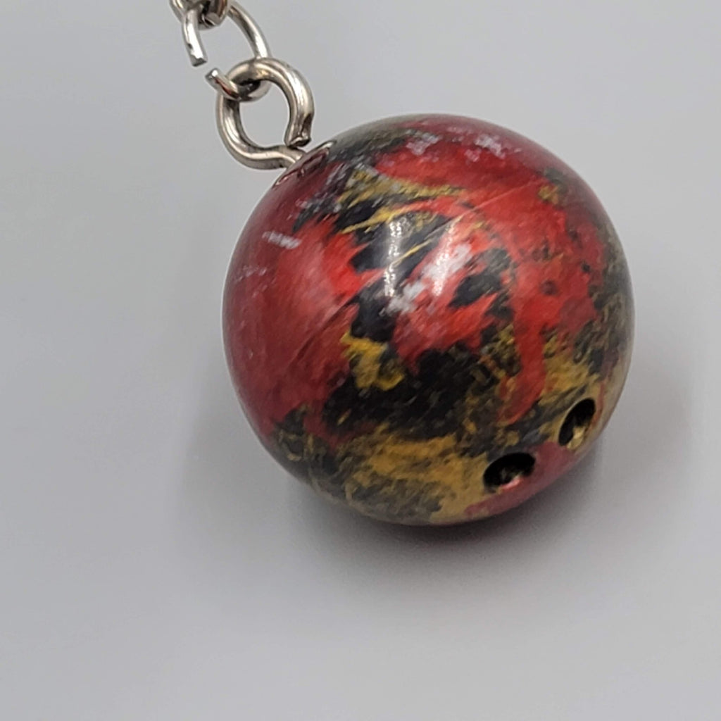 Vintage Keychain Fob Key Chain BOWLING BALL Miniature 1.25"