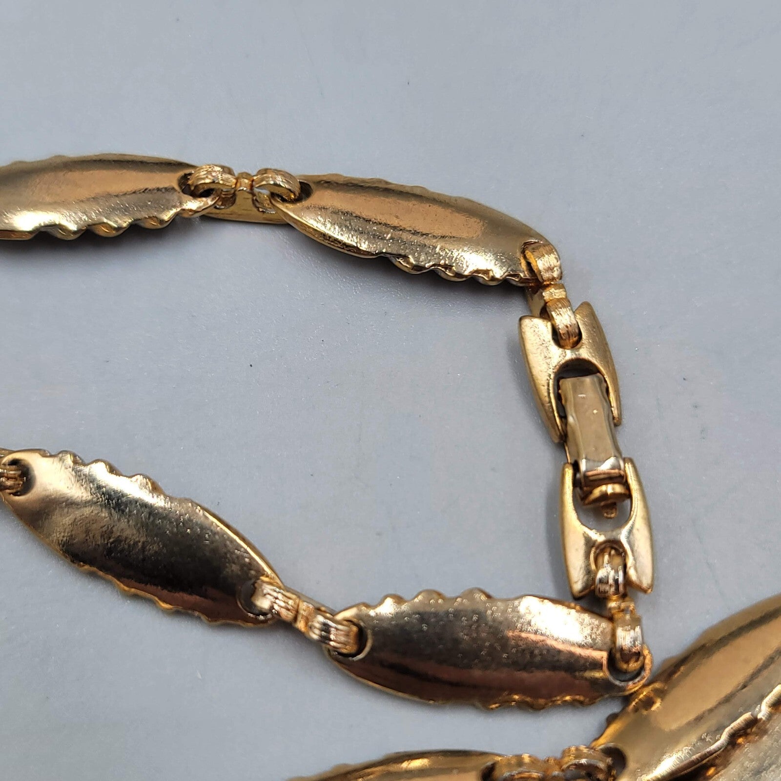 Vintage Bar Chain Necklace Gold Tone Statement 33" Estate Costume Jewelry
