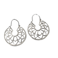 Open Work Hoops Pierced Earrings Silver tone Dangle Geometric 1.25 in