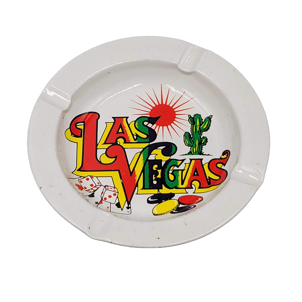 Vintage Las Vegas Metal Ashtray Souvenir 5.25"