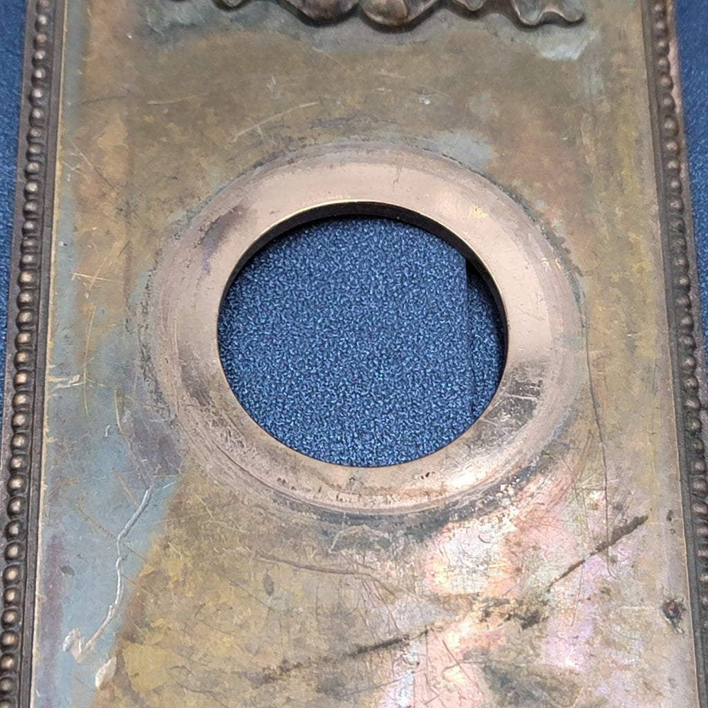 Antique Bronze Door Knob Back Plate Exterior Salvage Hardware RH Co 12"