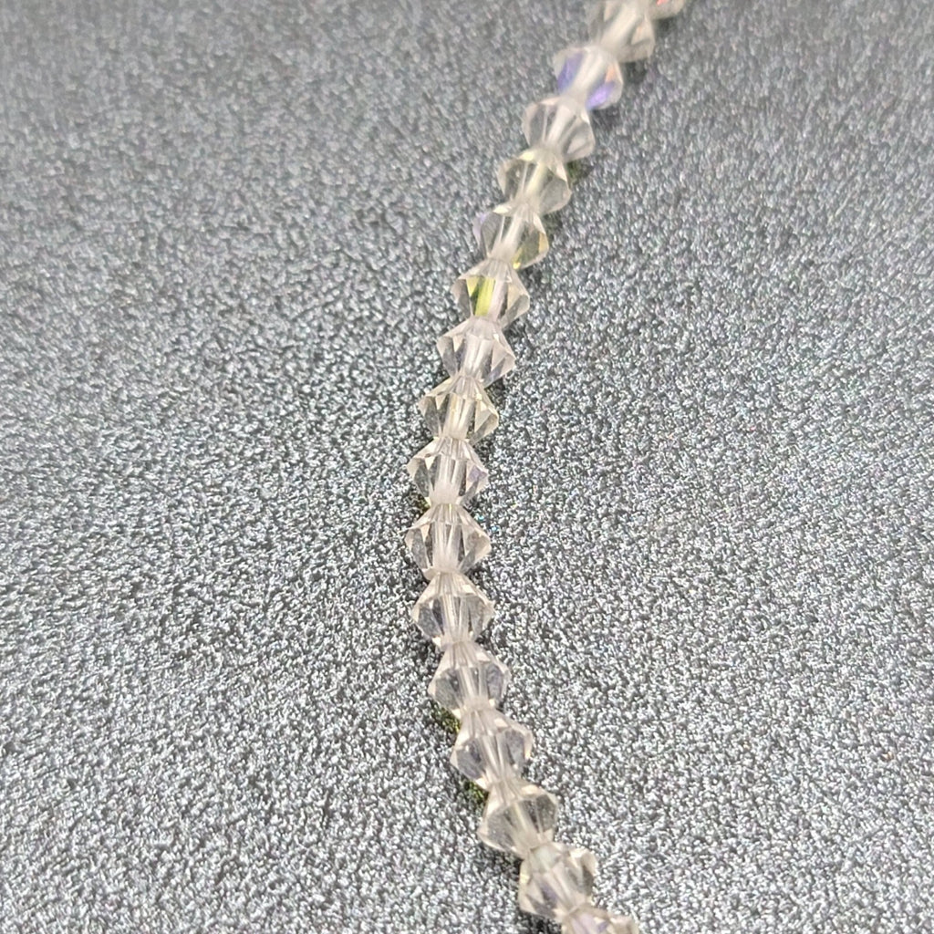 Sterling Silver Anklets Lot of 2 Pink Cleat Bi-cone Crystal Beads 9.75"