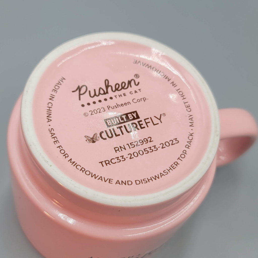 Pusheen The Cat Coffee Mug So Lazy Can't Move Pink 2023 Culture Fly 3 1/2" Pink