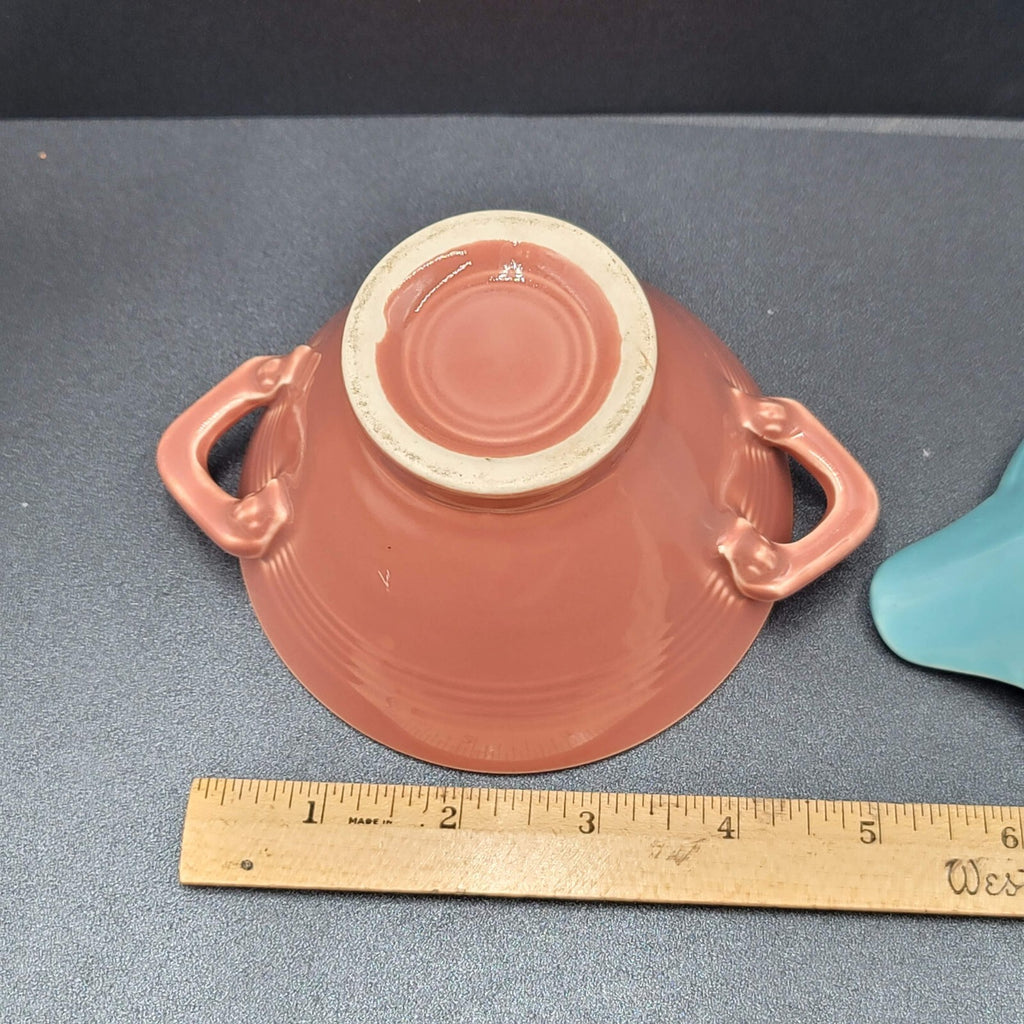 Vintage Fiesta Harlequin Blue Creamer Pink Sugar Set No Lid Ceramic