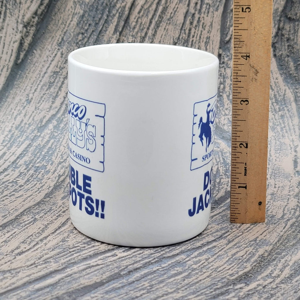 Bronco Billy's Sports Bar & Casino Ceramic Coffee Mug White Blue