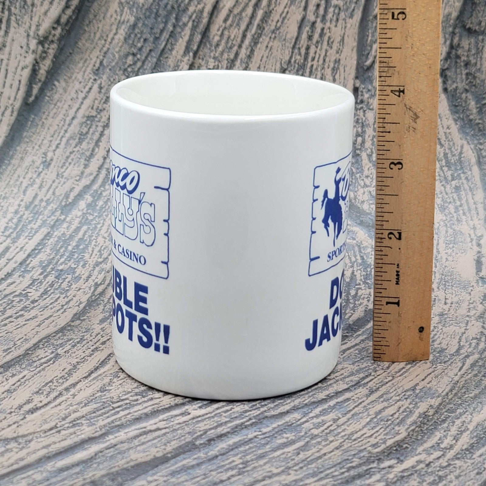 Bronco Billy's Sports Bar & Casino Ceramic Coffee Mug White Blue