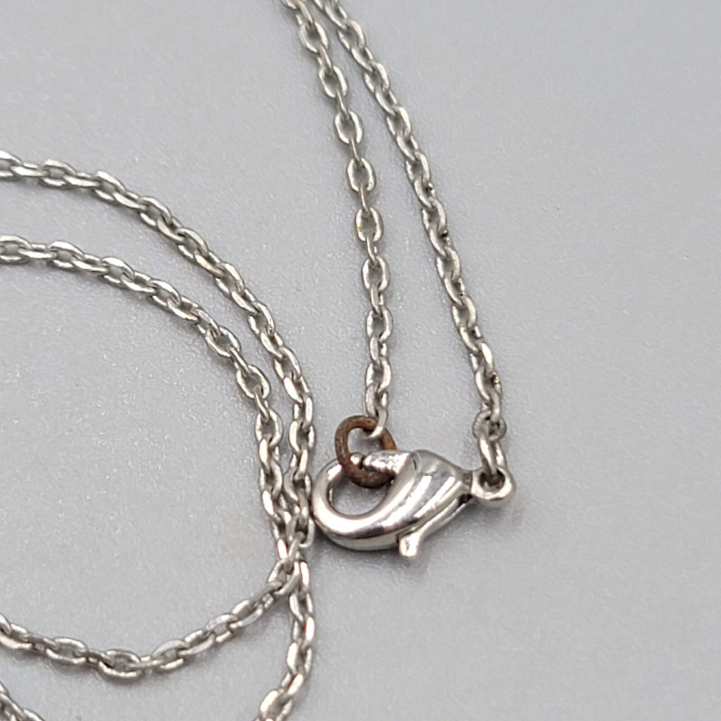 Paw Prints on my Heart Pendant Necklace Silver tone Chain 18"