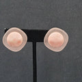 Vintage Clip on Earrings Pink Acrylic Square Dome Drop 1"
