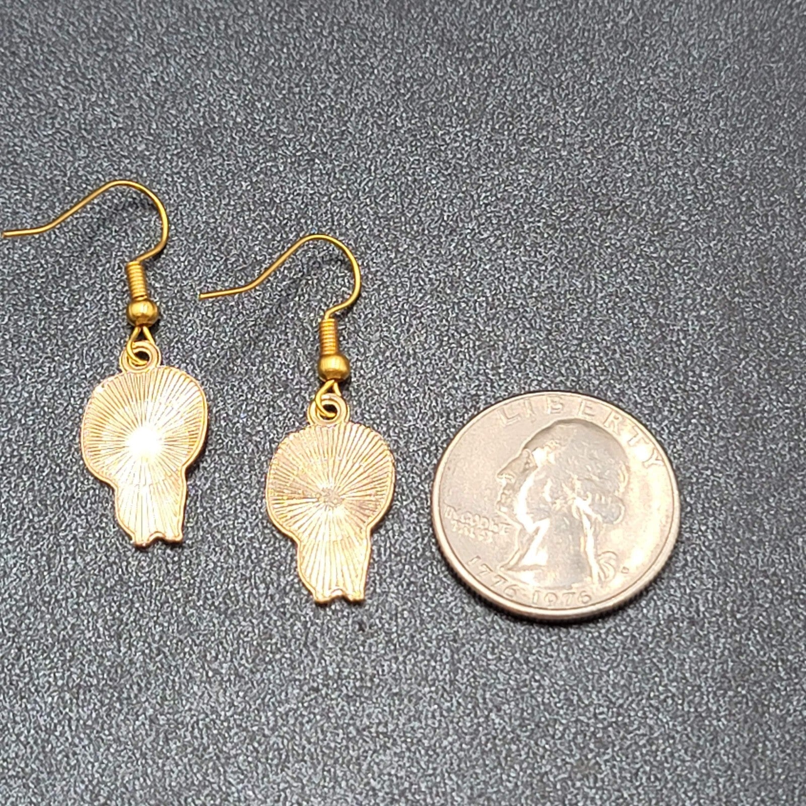 Halloween Mummy Pierced Earrings Gold tone Enamel Dangle 7/8"