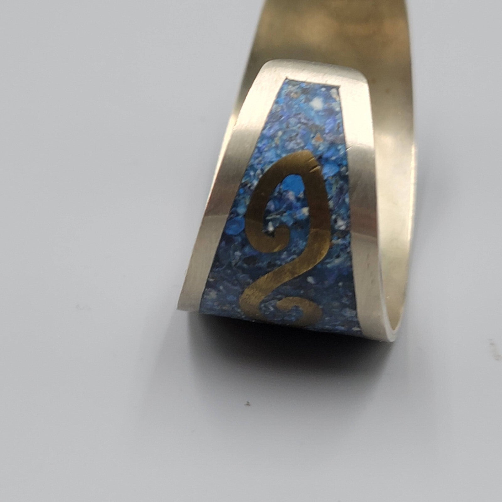 Vintage Alpaca Taxco Mexico Crushed Blue Lapis Lazuli MISSING SOME STONE