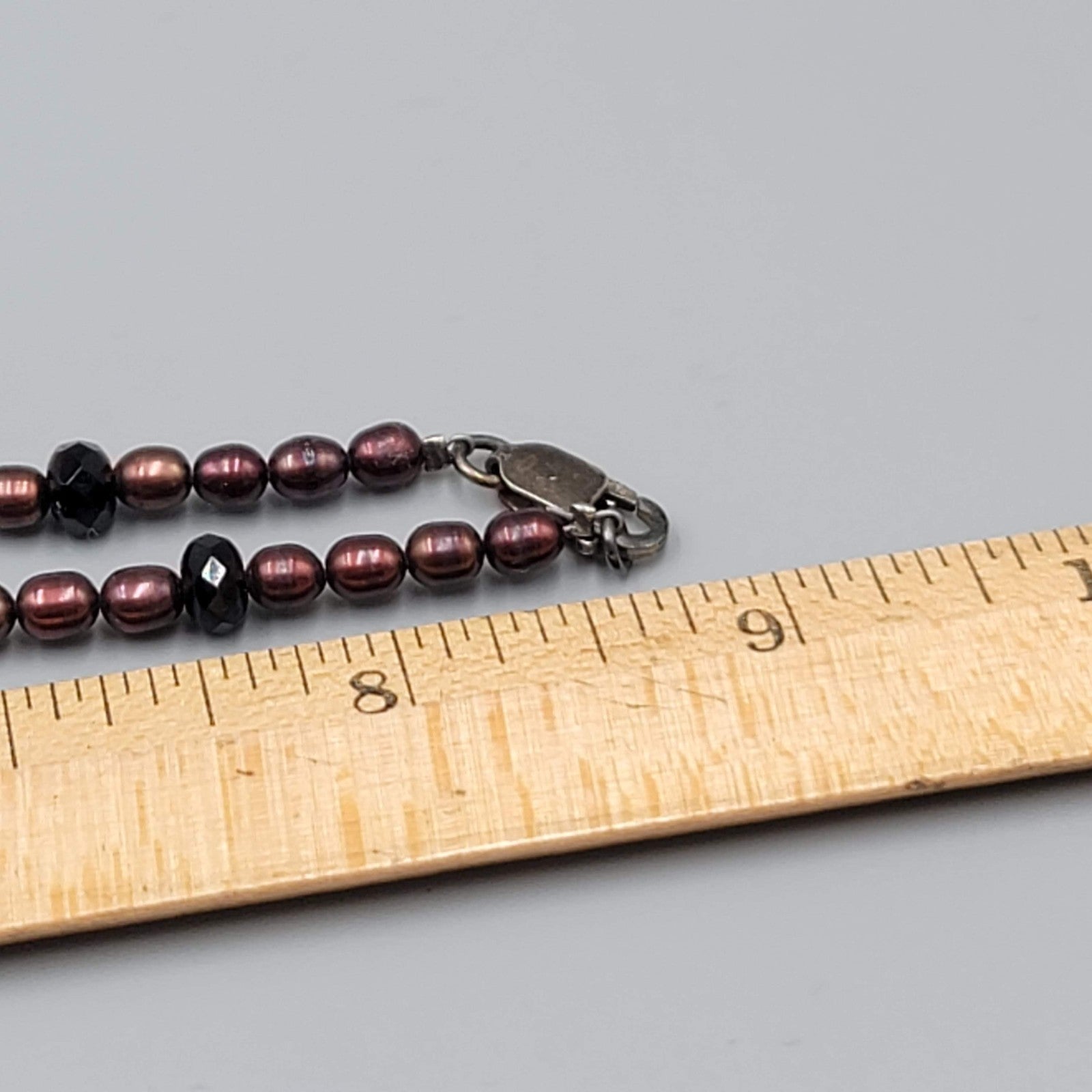 Sterling Silver Bracelet And Necklace Genuine Brown Pearls Black Crystal Beads