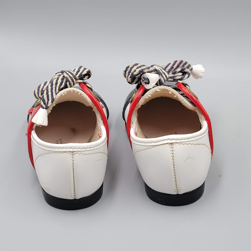 Vintage Baby Toddler Shoes Robinson Crusoe Sz 2 Red White Blue Brass Rivets CUTE