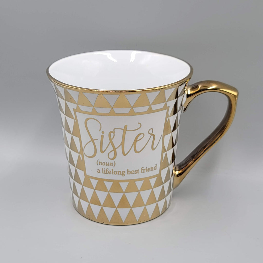 SISTER a Lifelong friend Coffee Mug White and Gold Bebe Large Size