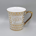 SISTER a Lifelong friend Coffee Mug White and Gold Bebe Large Size