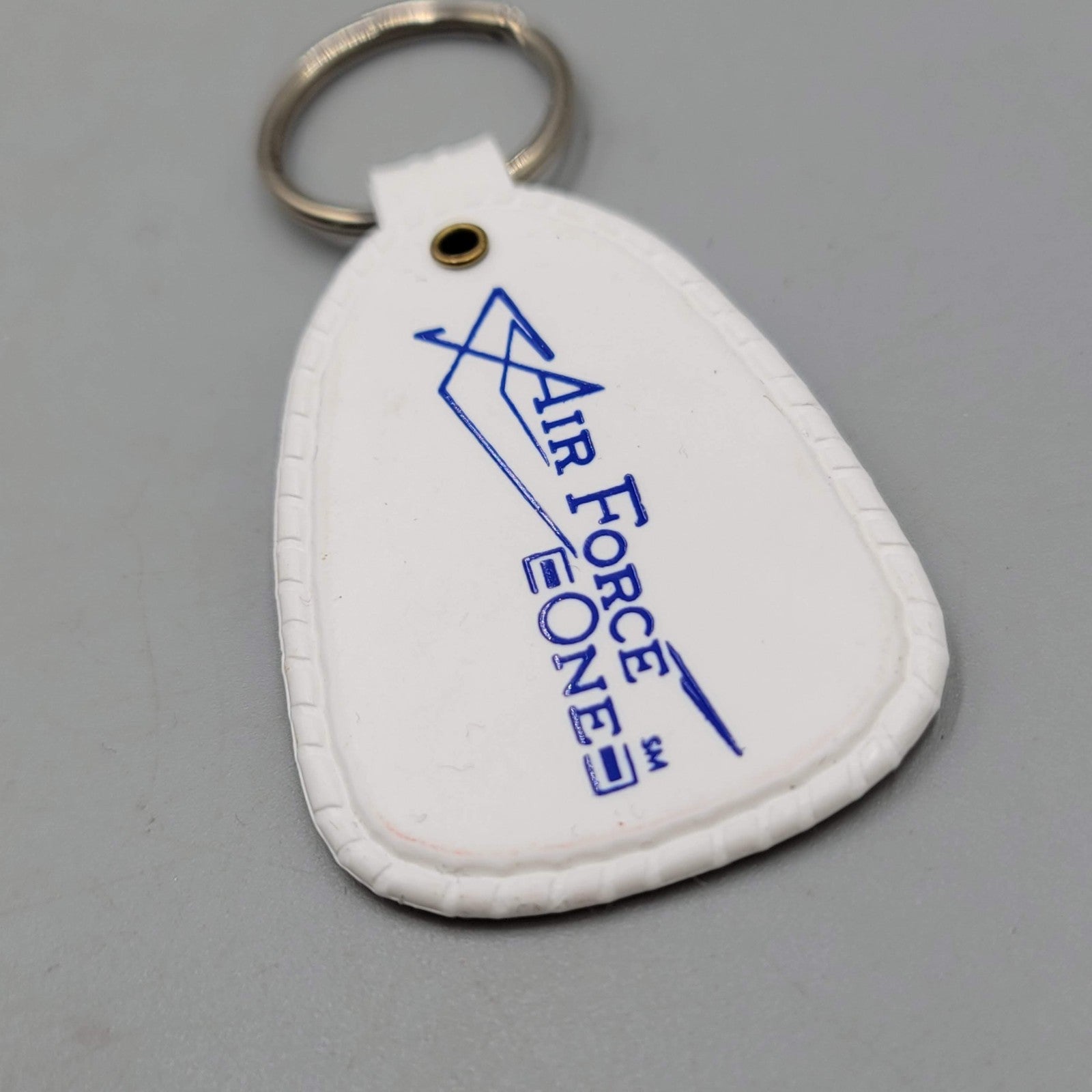 Vintage Air Force One Central Bank Denver White Vinyl Advertising Keychain Promo