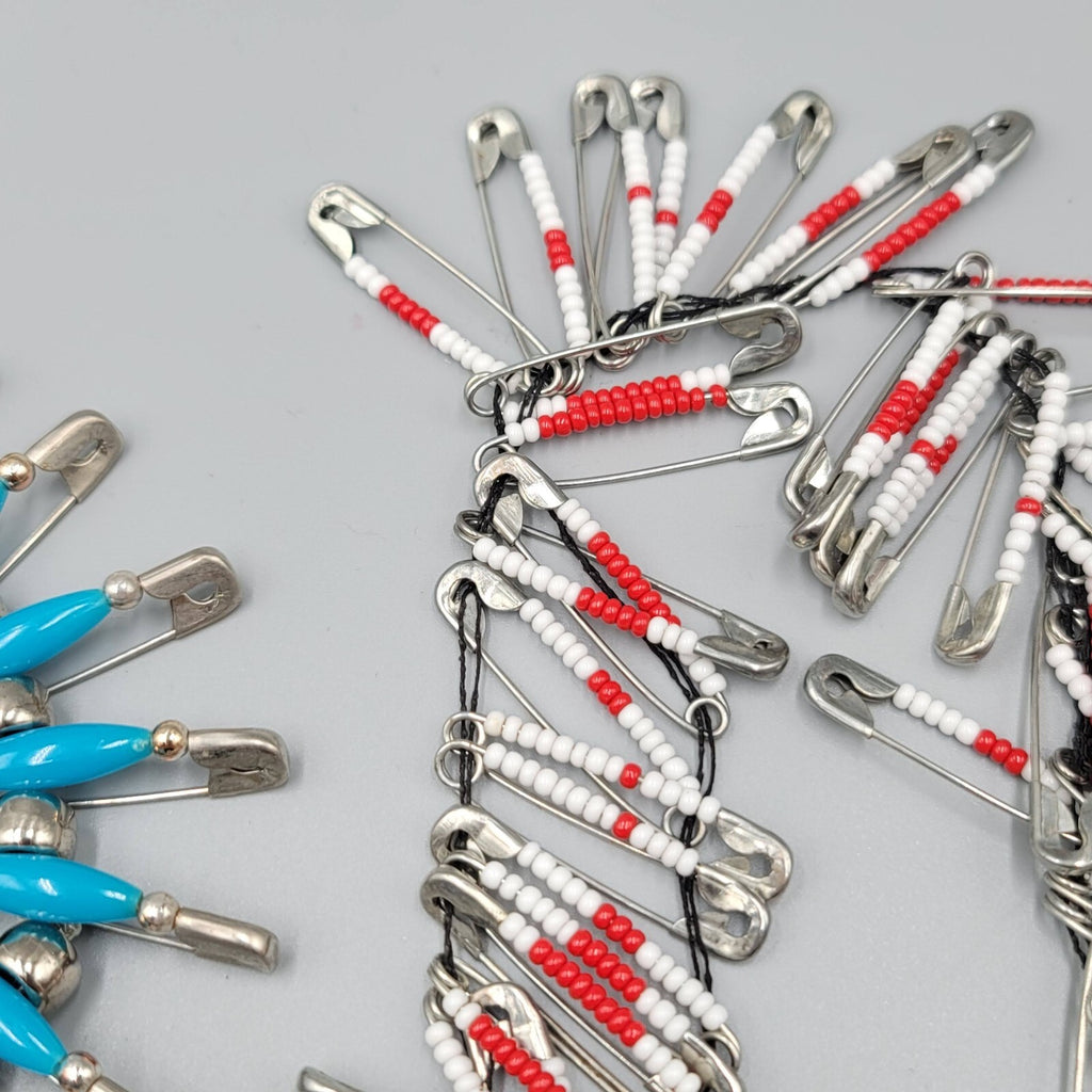 Vintage Beaded Safety Pins Pin Seed Beads Jewelry Crafts Crafting