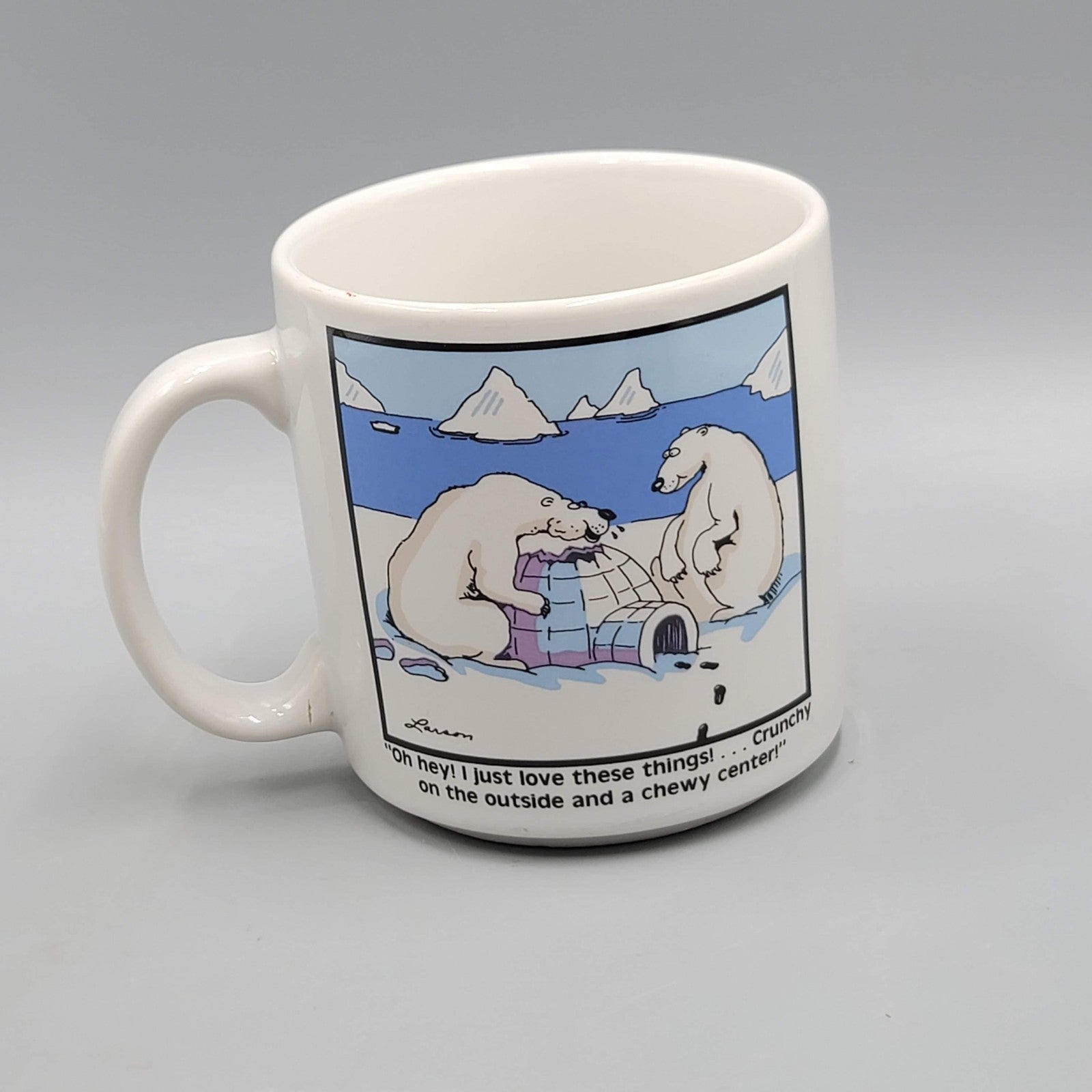 Vintage 1990 The Far Side Gary Larson Polar Bears Igloo Cartoon Coffee Mug Cup