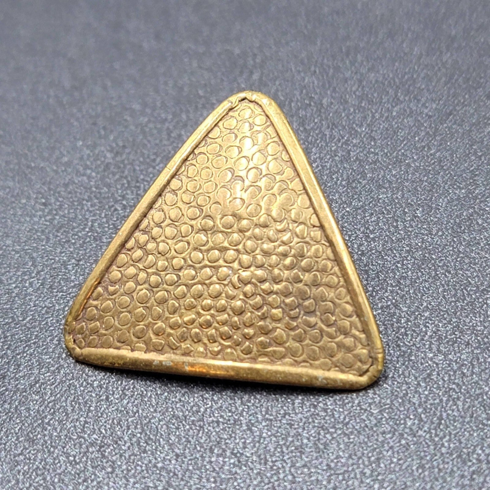Vintage Pierced Earrings Solid Brass Textured Triangle Drop 1 1/8"