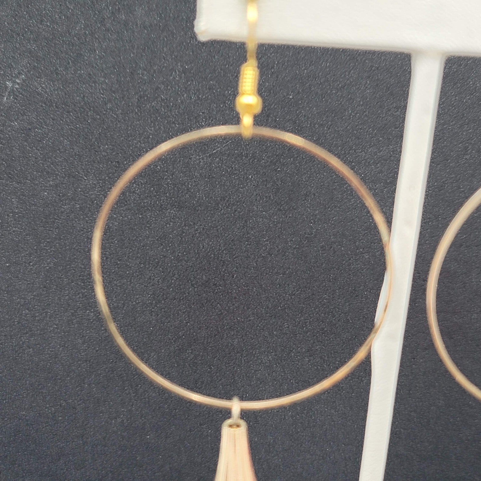 Pierced Earrings Gold tone Red Tassel Statement Dangle 3.5"