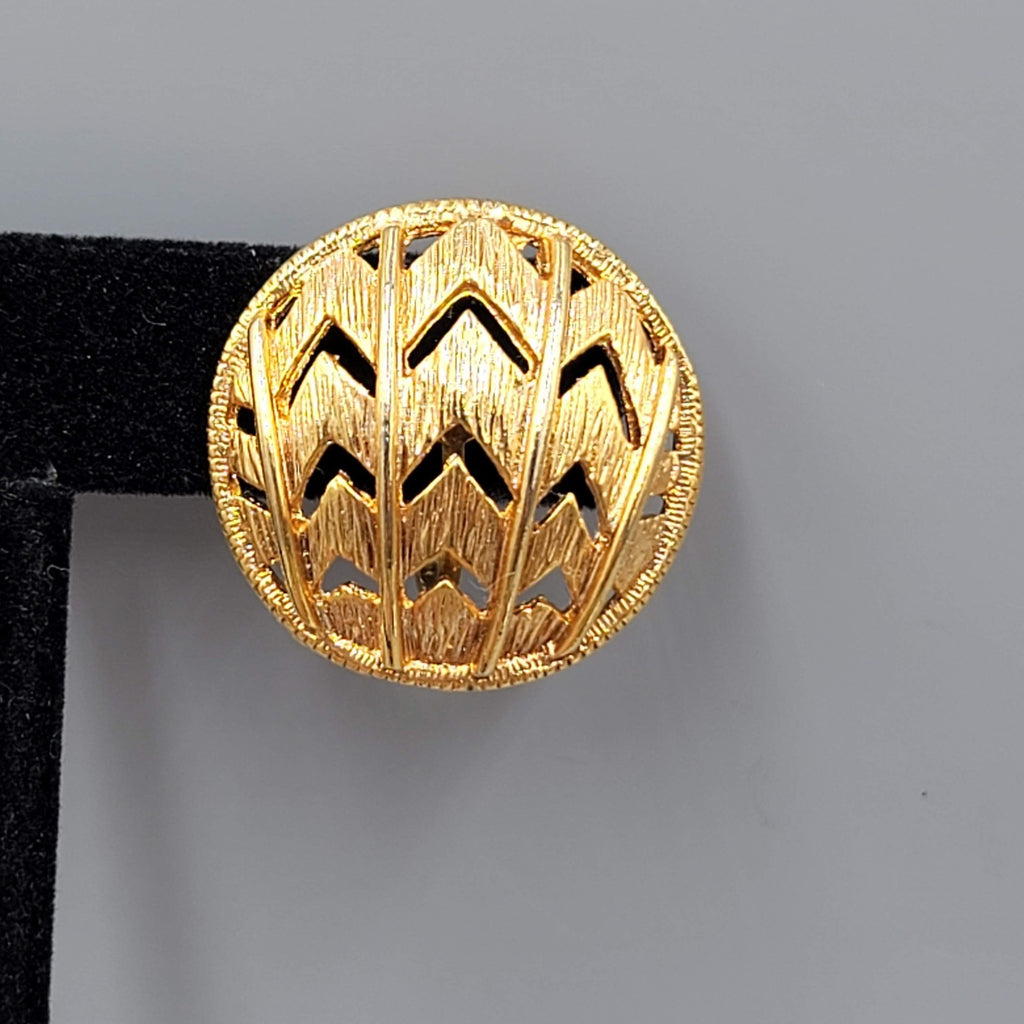 Vintage Textured Clip on Earrings Gold tone Open Round Statement 1 in