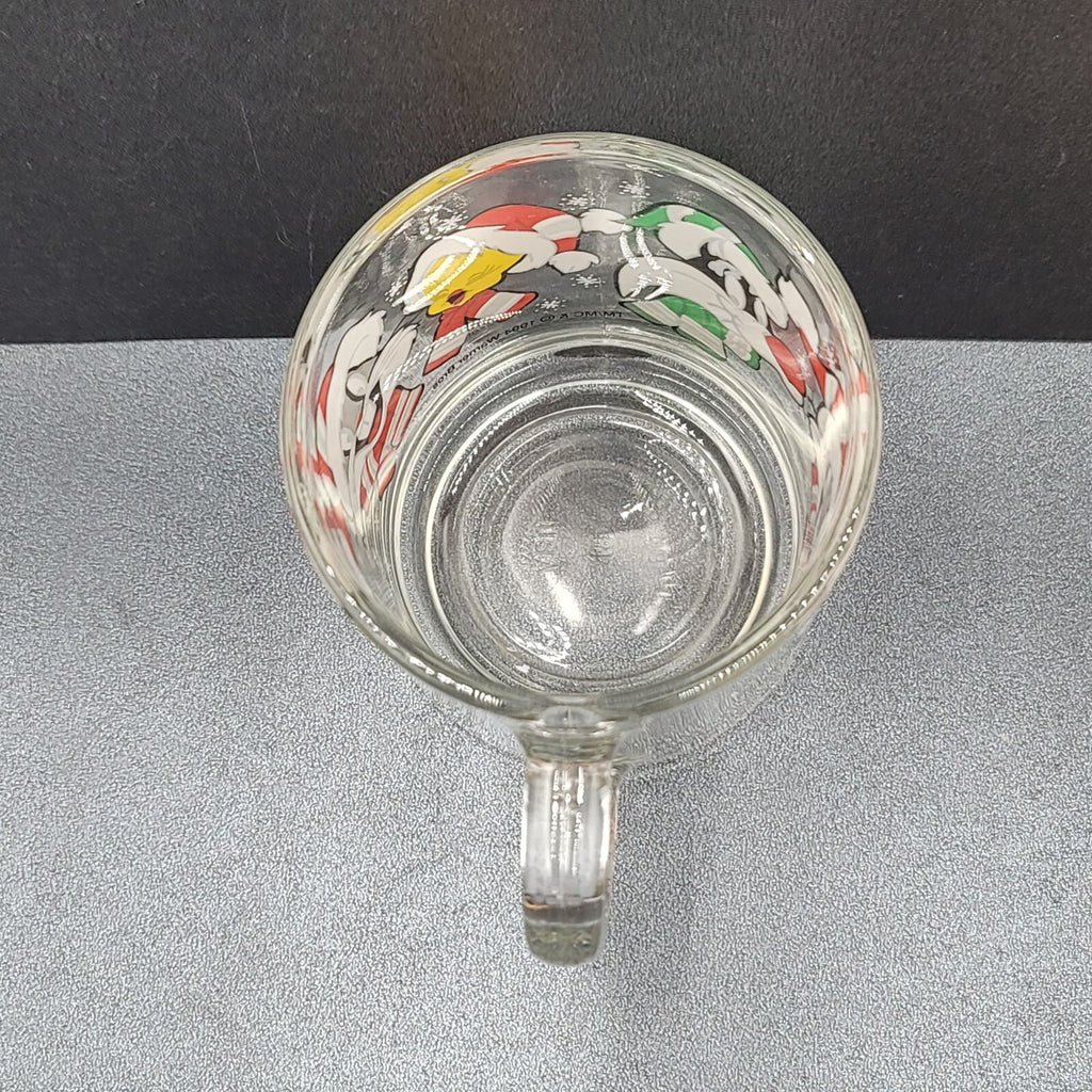 Looney Tunes Christmas Mug Glass Bugs Bunny Sylvester Tweety Warner Bros 1994