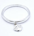 Disney Ariel Mermaid Shell Dangle Ring Size 8 Silver Plated