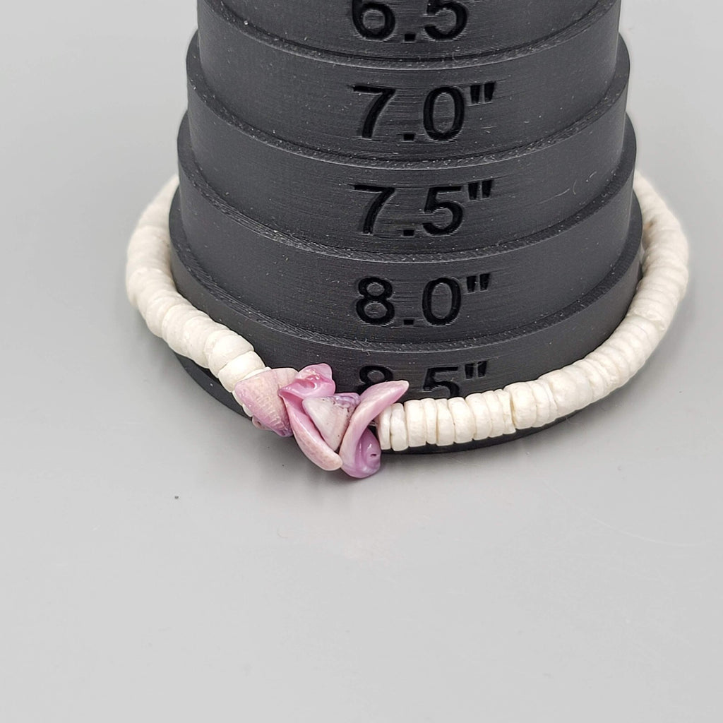 Vintage Hawaii Puka Shell Anklet Purple Accent Shells 8.5"