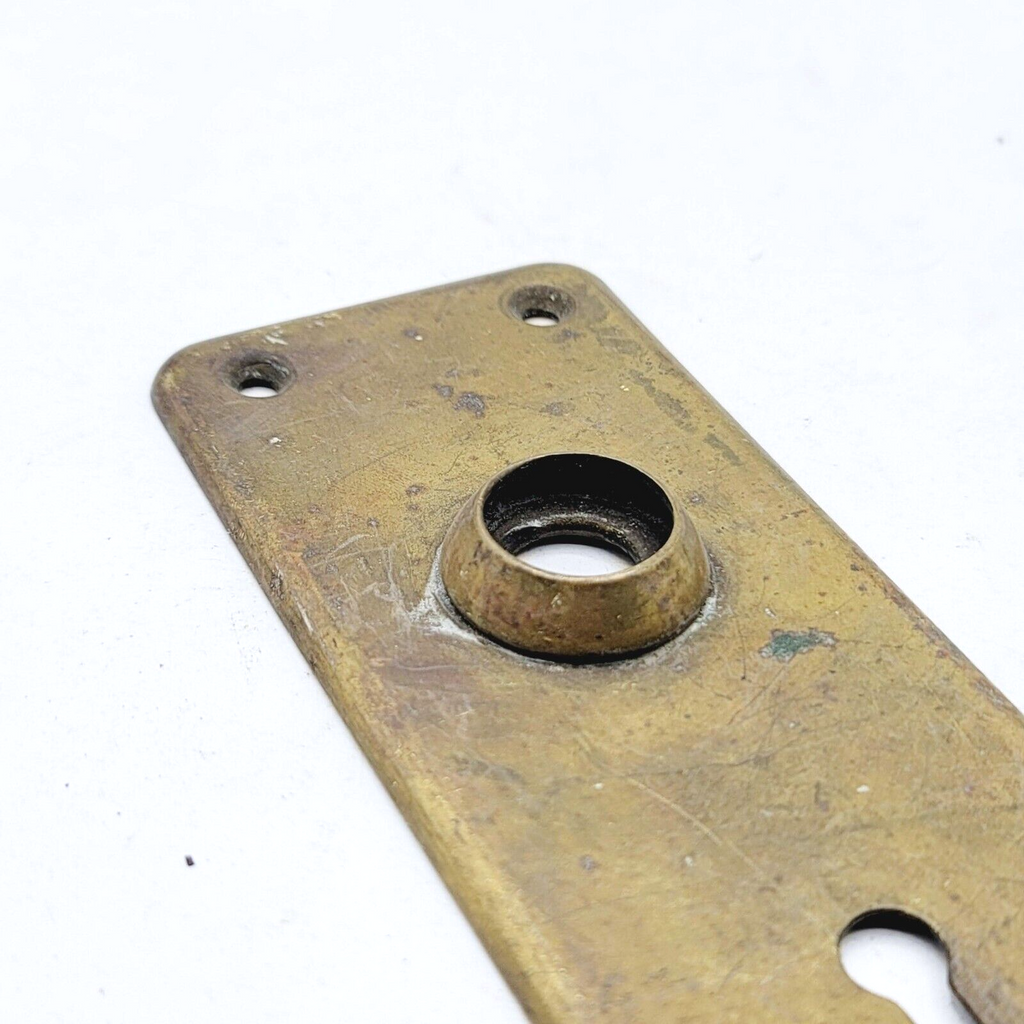 Vintage Brass Doorknob Back Plate Skeleton Keyhole Salvage Hardware 6.5"x2"