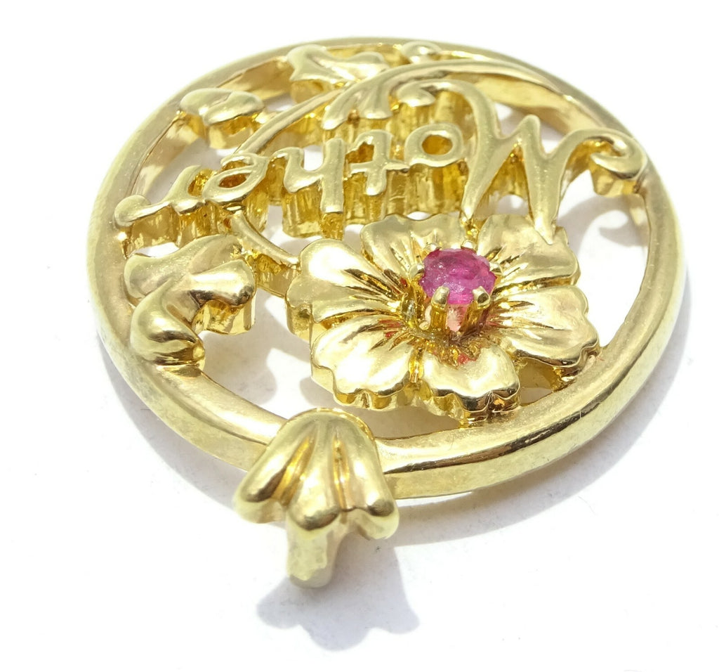Avon Mother's Day Pendant Only Pink Stone Necklace 1.25 in October Birthstone