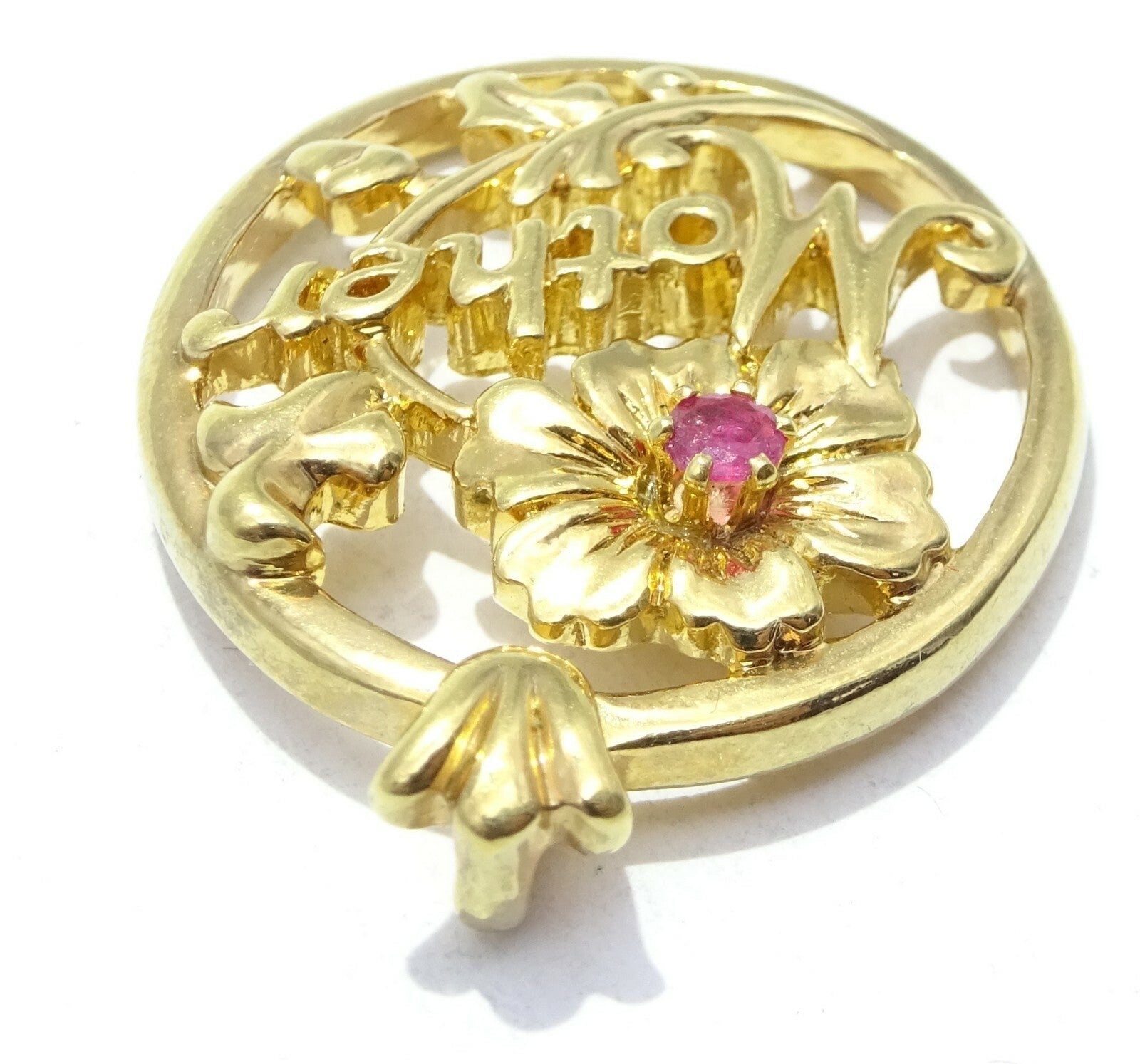 Avon Mother's Day Pendant Only Pink Stone Necklace 1.25 in October Birthstone