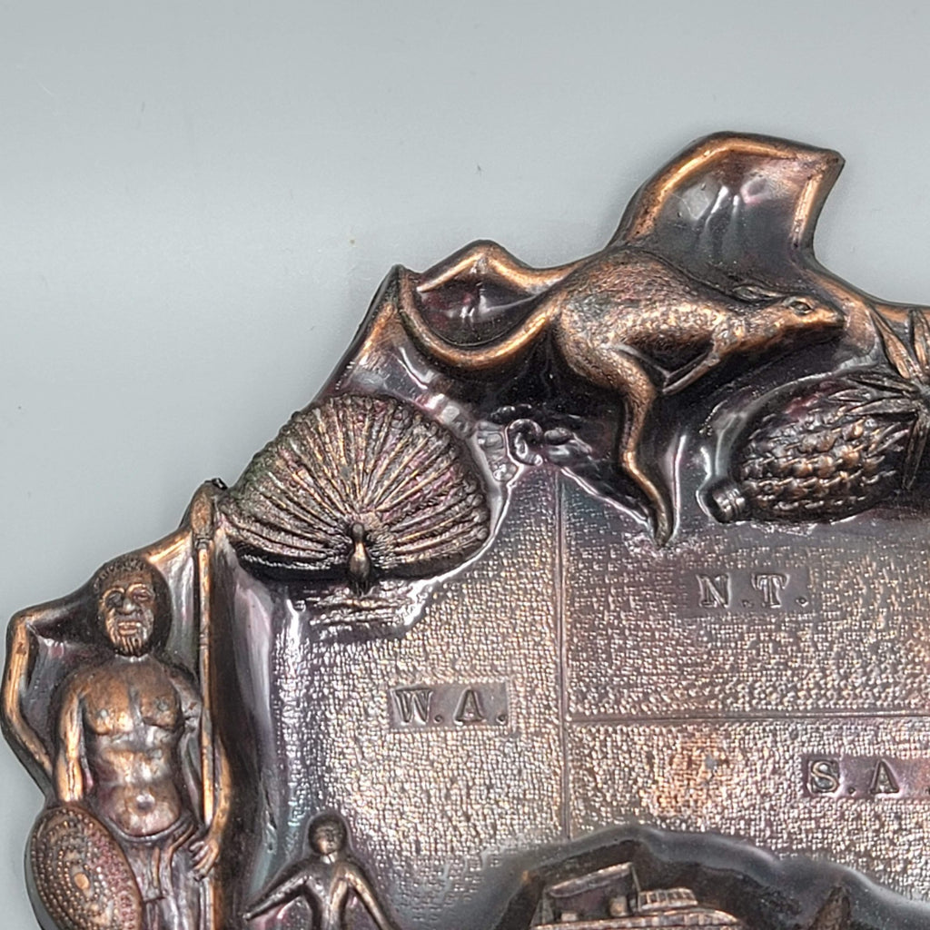 Vintage Metal Ashtray Trinket Dish  Australia Travel Souvenir 6.5"